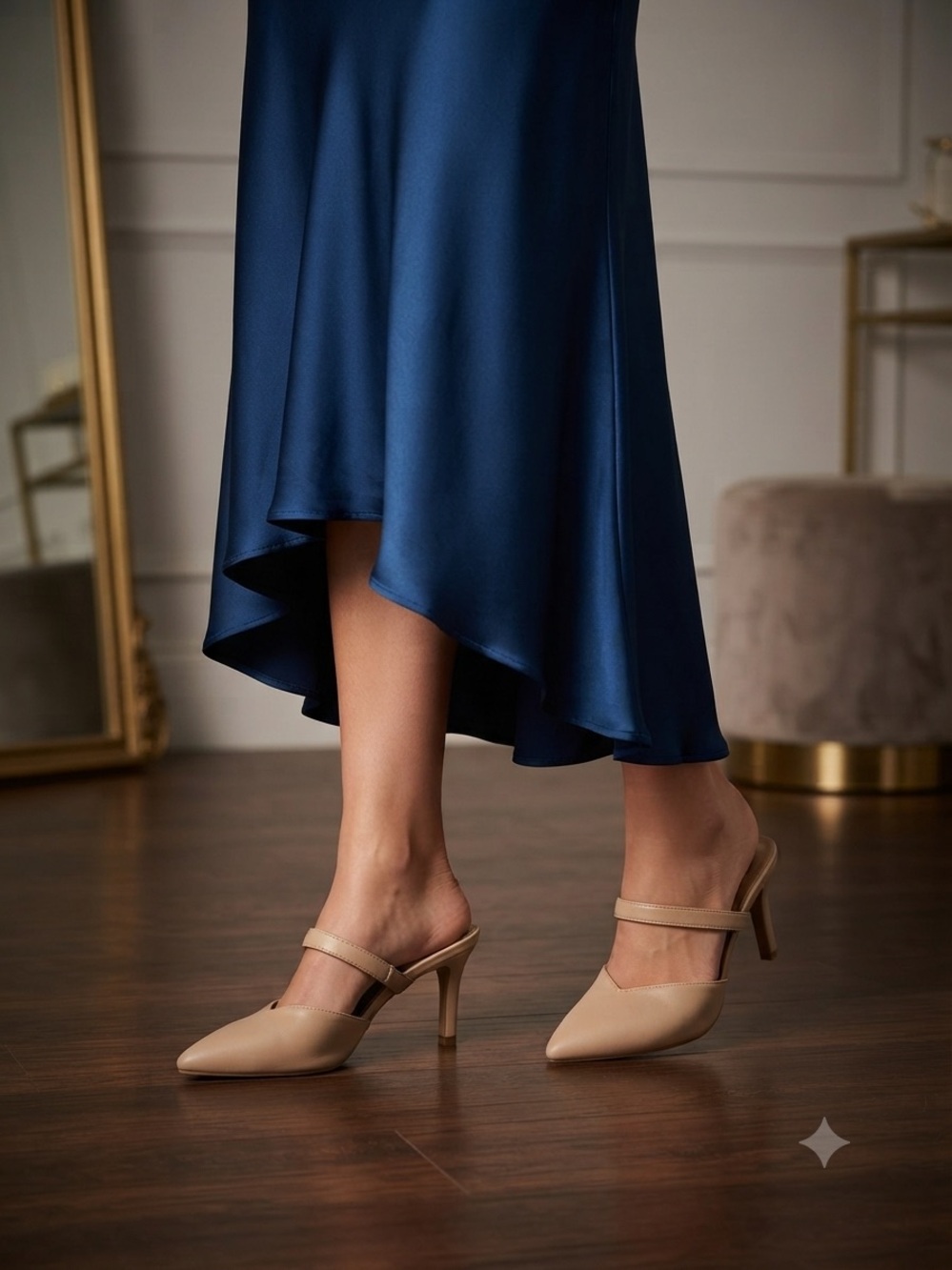 Journee Collection Yvon Beige Pointed Toe Stiletto Mule Pumps Size 7